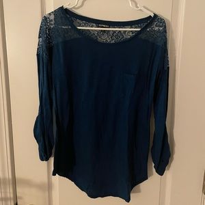 Express Womens Blouse w/ Lace Shoulder. Size M